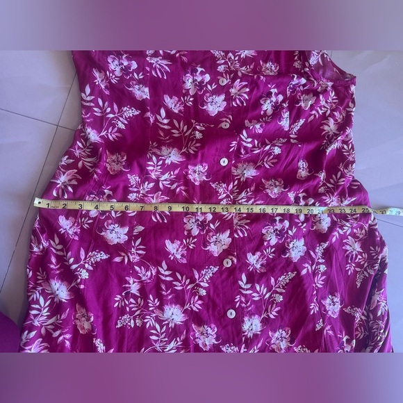 Koret pink Floral Sleeveless Maxi Button Front Dress 2X Plus summer lightweight - Picture 9 of 16